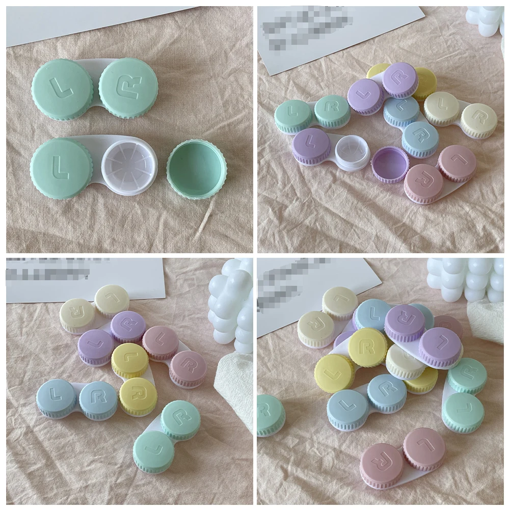 Cream Colour Contact Lenses Box Travel Holder Container Soaking Contact