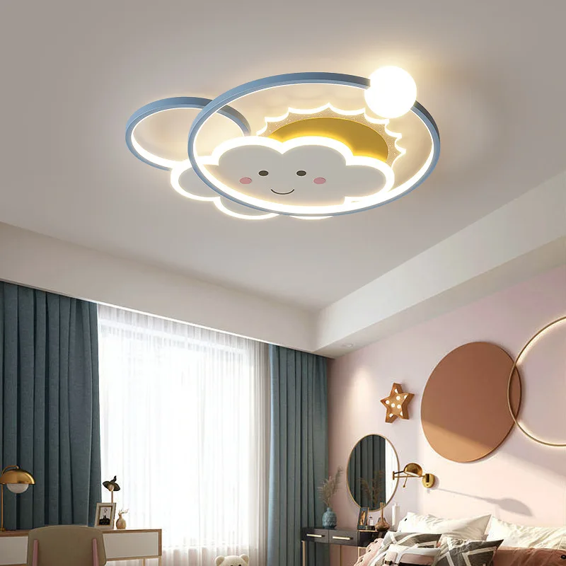 Luces de techo LED para habitación de niños, luz de nube de arco iris de sol, dibujos animados creativos, lámparas de techo para dormitorio de niño pequeño y Niña