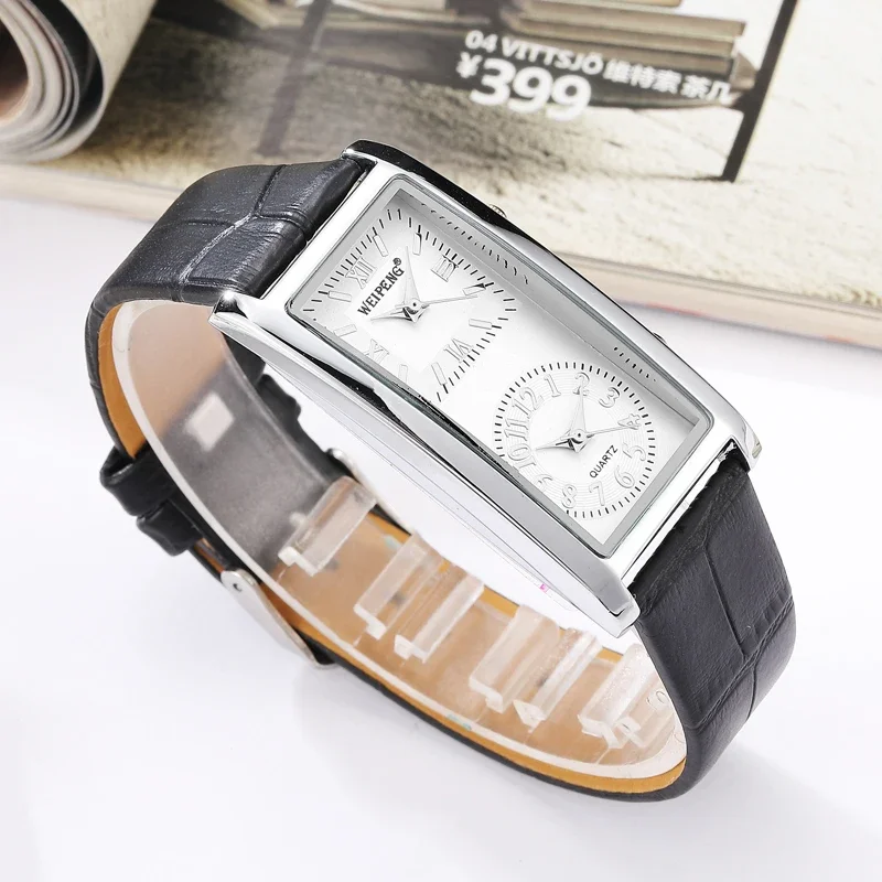Ladies Minimalist Watch 2 Double Dial Time Zone Womens Fashion Elegant Wristwatch Quartz Clock Leather Strap Relogio Feminino 5