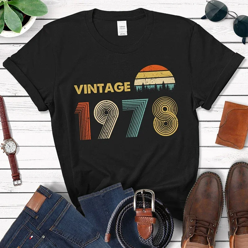 

Vintage 1978 Sunset Women Clothes 46th 46 Years Old Birthday Graphic Tee Unisex Tshirt Mother's Gift Wife Clothes T Shirt Tops
