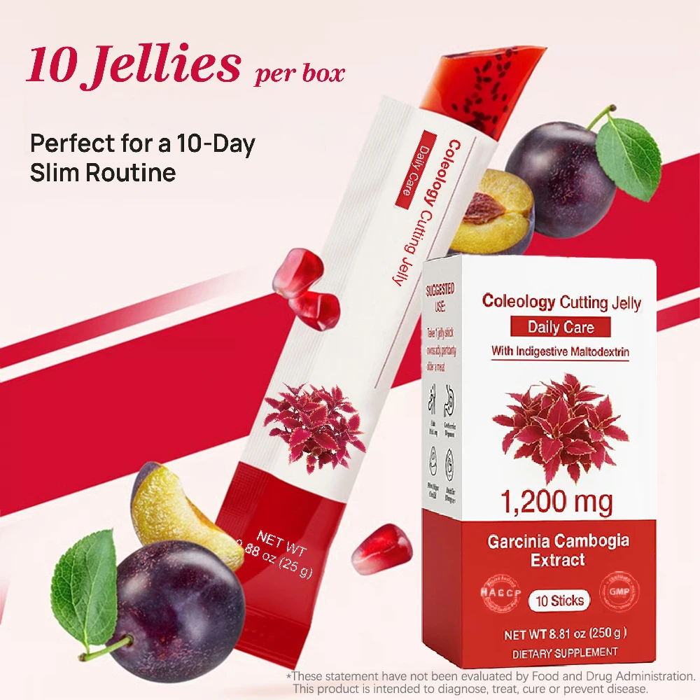 Korean Beauty Pomegranate Collagen Jelly Stick Dietary Fiber Supplement for Weight Management, Chia Seeds & Garcinia Cambogia