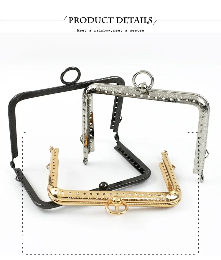 2/5Pcs Deepeel 11/12/13cm Embossed Metal Bag Handles Square Purse Frame Kiss Clasp wallet Brackets DIY Handmade Accessories