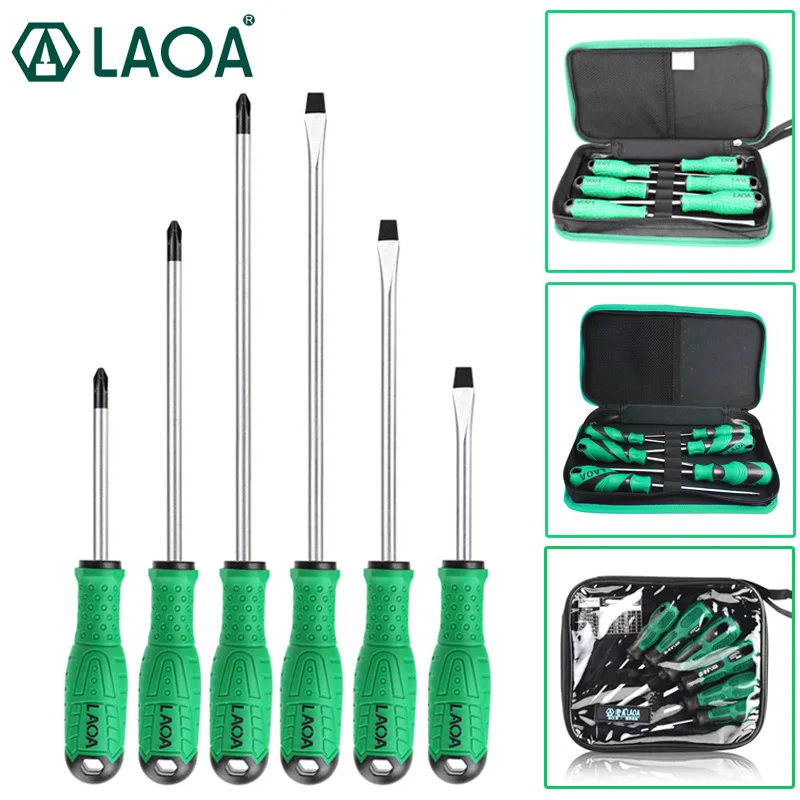 LAOA 6pcs Screwdriver Set Philips Screwdriver Straight Screw Driver Household Tool Set Repair Toolkit