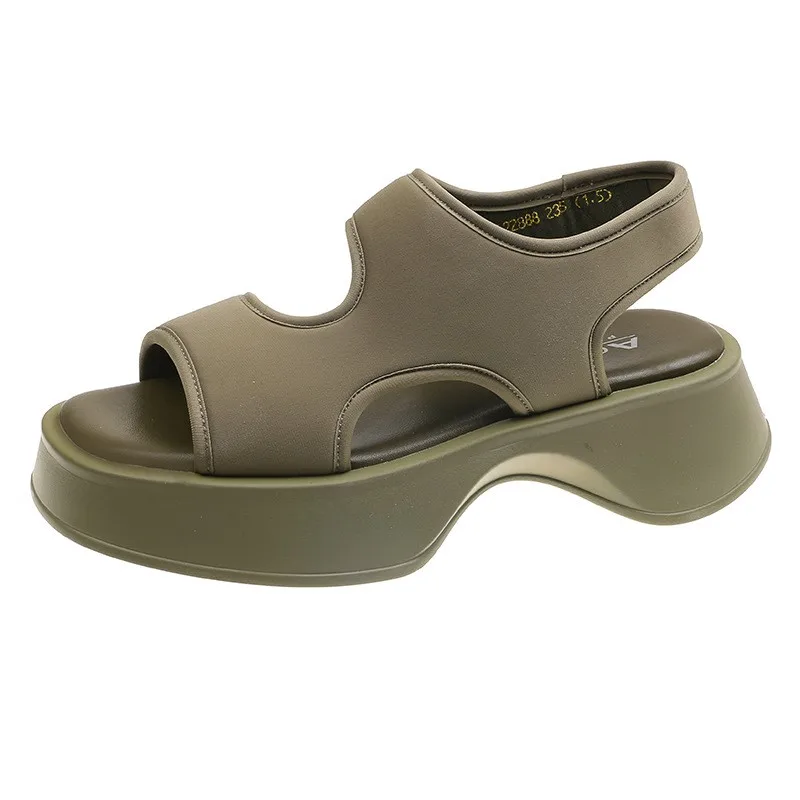 

KNCOKAR Sandals for women's outer wear 2022 summer new casual stretch cloth all-match muffin thick-soled sports sandals