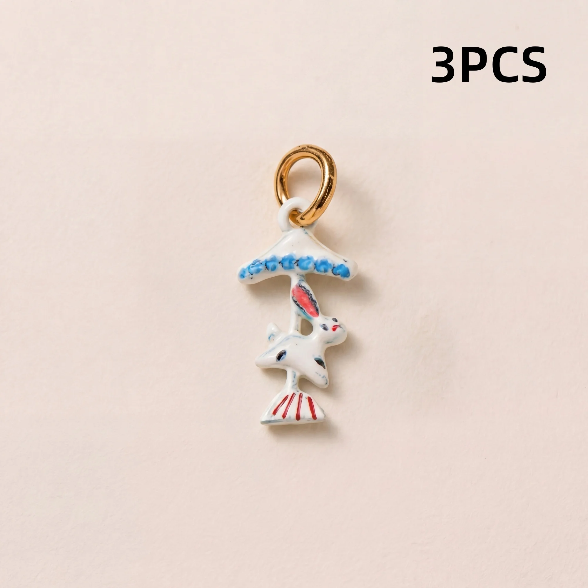 3 Stück Einfache Neue Natur-Serie Pilz Blume Hund Hase Pony DIY Anhänger Charms für Schmuck – Detail 3