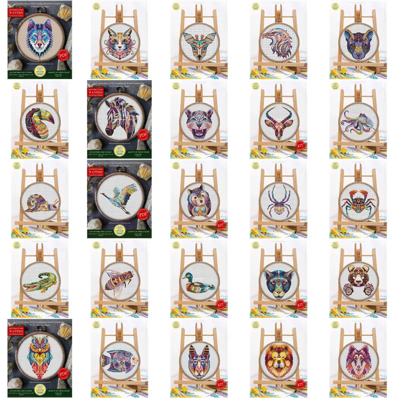cross stitch kit cute animal styles cotton fabric cloth cotton thread embroidery DIY handmade home decor 3