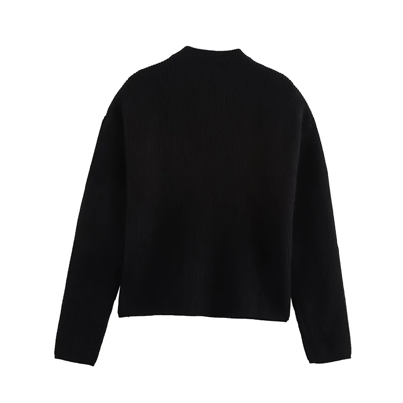 Fashion Women's Beading Sweater Pullover Elegant Knitted Black Long Sleeve O-neck Jumper 2025 New Spring Lady Casual Outwears