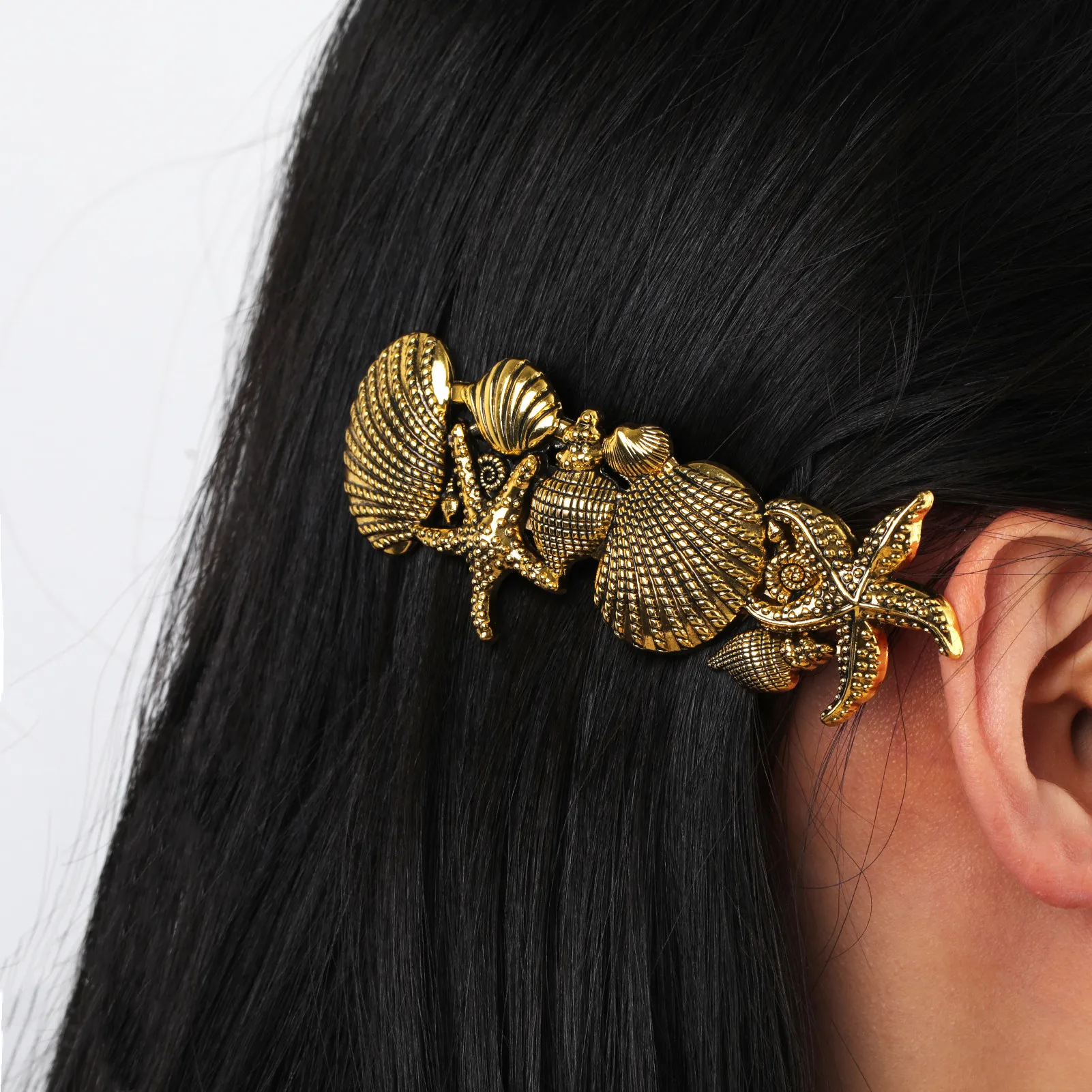 Starfish Shell Conch Hair Clip Hairwear Women Retro Anitique Silver Color Hairpin Barrette Accessories Wedding Gift jewelry accessories hair accessory hair clip