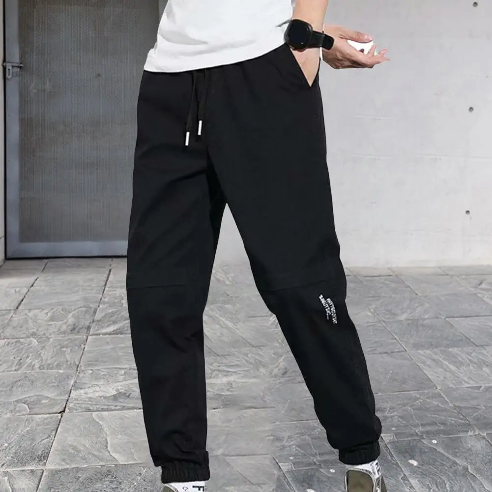Description Picture 4 of itemMen Cargo Pants Solid ColorCasual Loose Joggers Pants Spring Summer Drawstring Ankle Tied Cropped Pants For Daily Wear