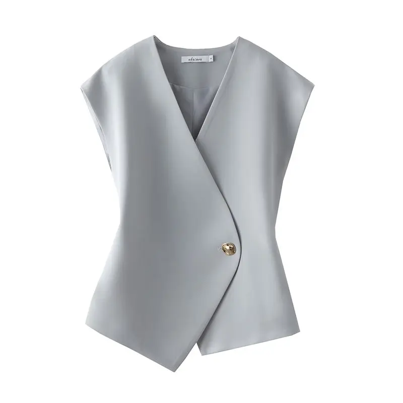 

Lined Vest Women's Suit Sleeveless Vest 2023 Spring And Autumn Season Top Slim Fitting Temperament Vest Short Jacket