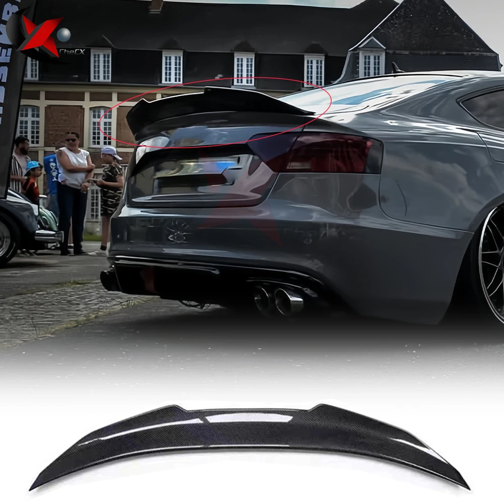 Auto Spoiler Per Audi A5 B8 B8.5 8TA 8T3 2 Porte Sportback PSM Stile Reale Materiale In Fibra di Carbonio Spoiler Posteriore Tronco Ala 2009-2016 - Image 5