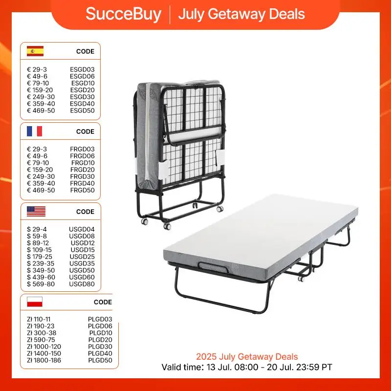 Portable Folding Bed with Memory Foam Mattress for Guest