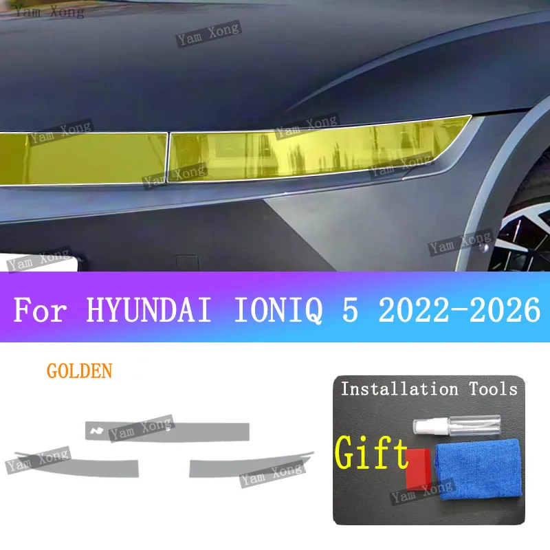 Per HYUNDAI IONIQ 5 Auto Esterno Coda Lampada Anteriore Nero Pellicola Protettiva Luce Anteriore Trasparente Pellicola Antigraffio Posteriore Pellicola DORATA - Image 6