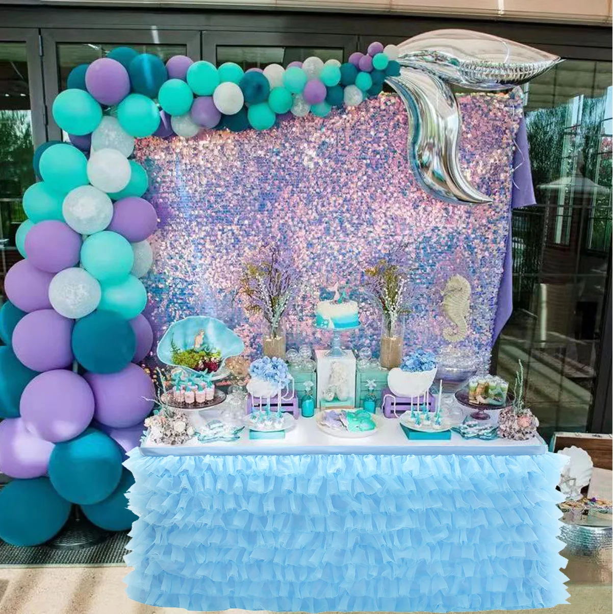 6FT Party Tulle Table Skirt for Baby Shower Birthday Party Decorations Wedding Home Table Supplies
