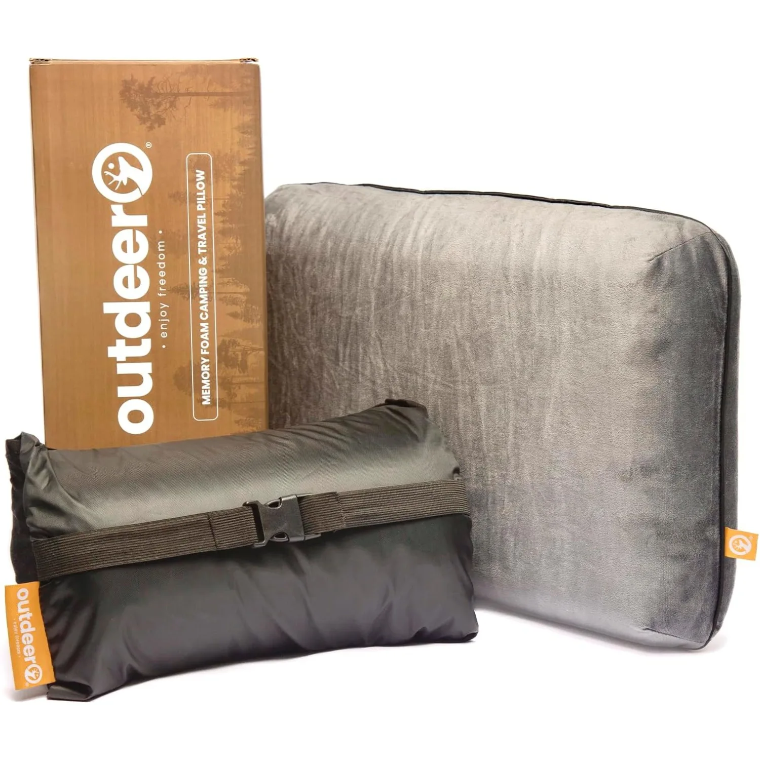 Camping Pillow Compressible Memory Foam Travel & Camp Pillow for Sleeping Bag with Washable Fleece Pillowcase