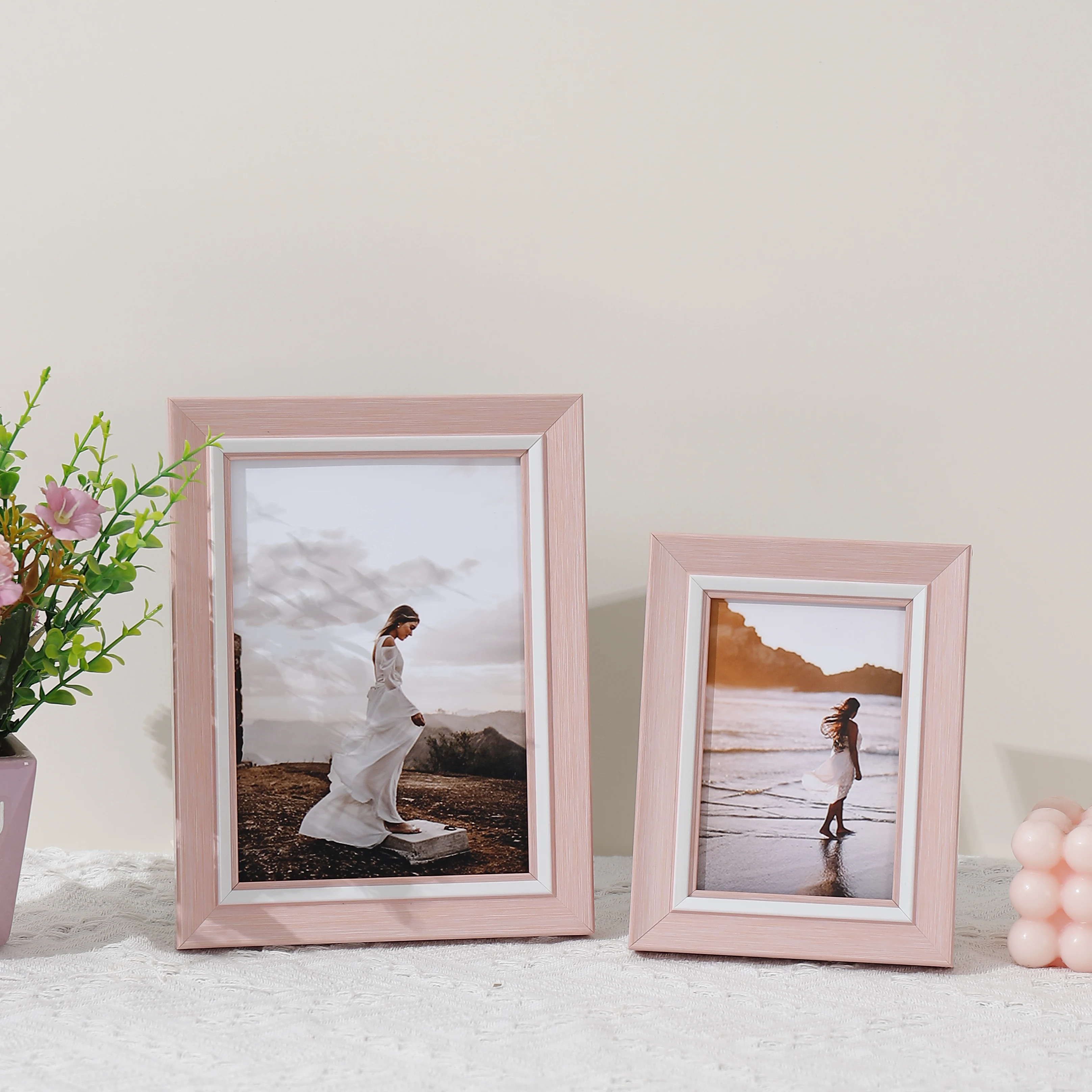 Photo Frame Nordic powder light luxury Plastic picture frame with HD Plexiglass fashion modern style pink