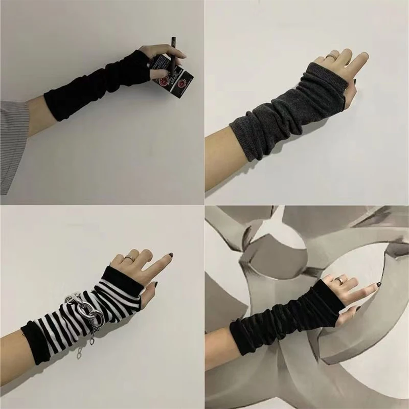 小物 fingerless gloves y2k opium archive Amazon.com: Y2kArm Cover Knitted Arm Warmer Stipes