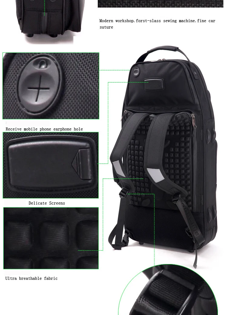 Fagottkoffer / Tasche PU-Leder schwarzer Rucksack für Blasinstrumente – Detail 13