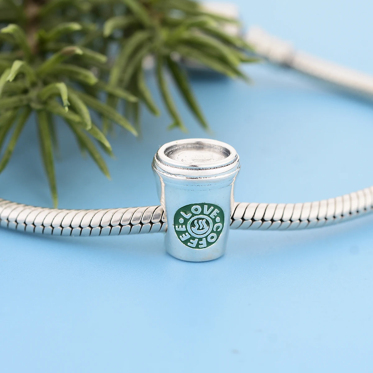 Sterling 925 Silver Charm The Starbucks Coffee Bead Pendant Fits Pandora Charm and European Charm Bracelet