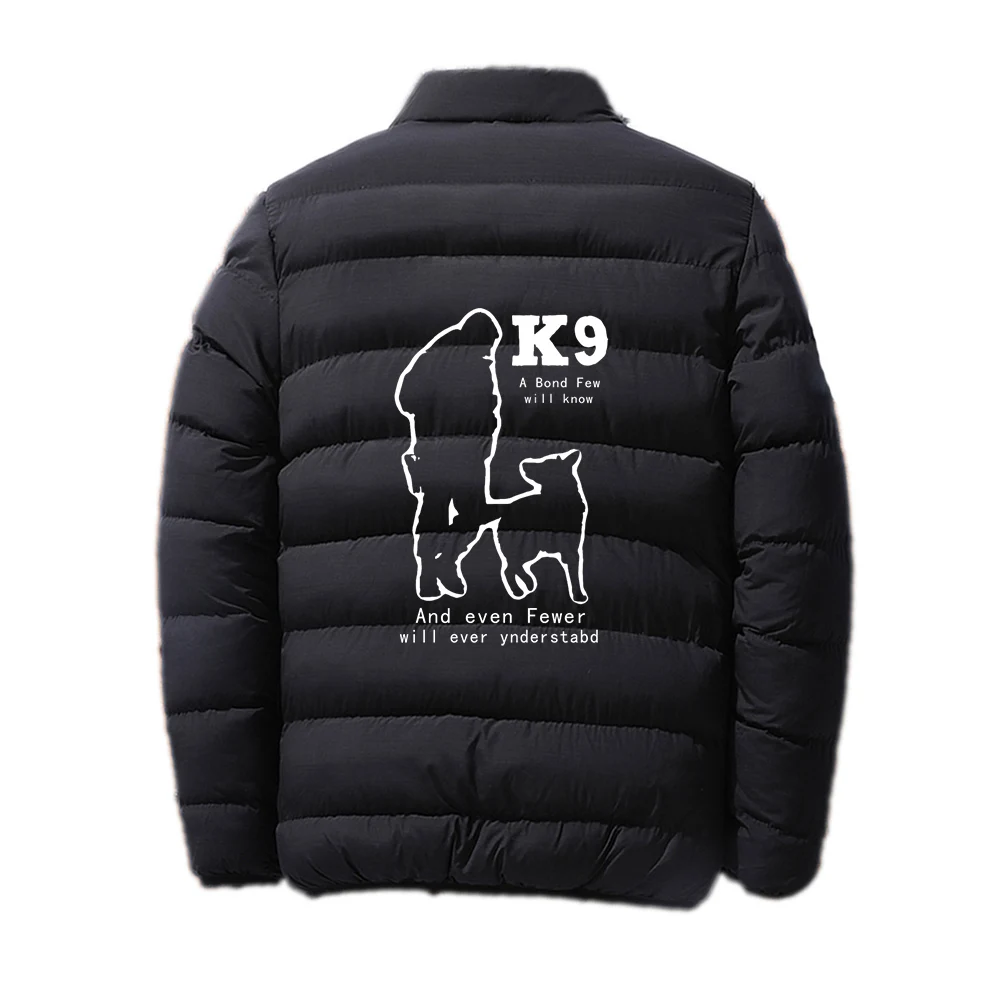 2024 트레이너 K9 팀 K9 유닛 Malinois 로고 프린트 남성용, 인기 있는 단색 하이 퀄리티 따뜻한 캐주얼 패딩 재킷, 가을 겨울