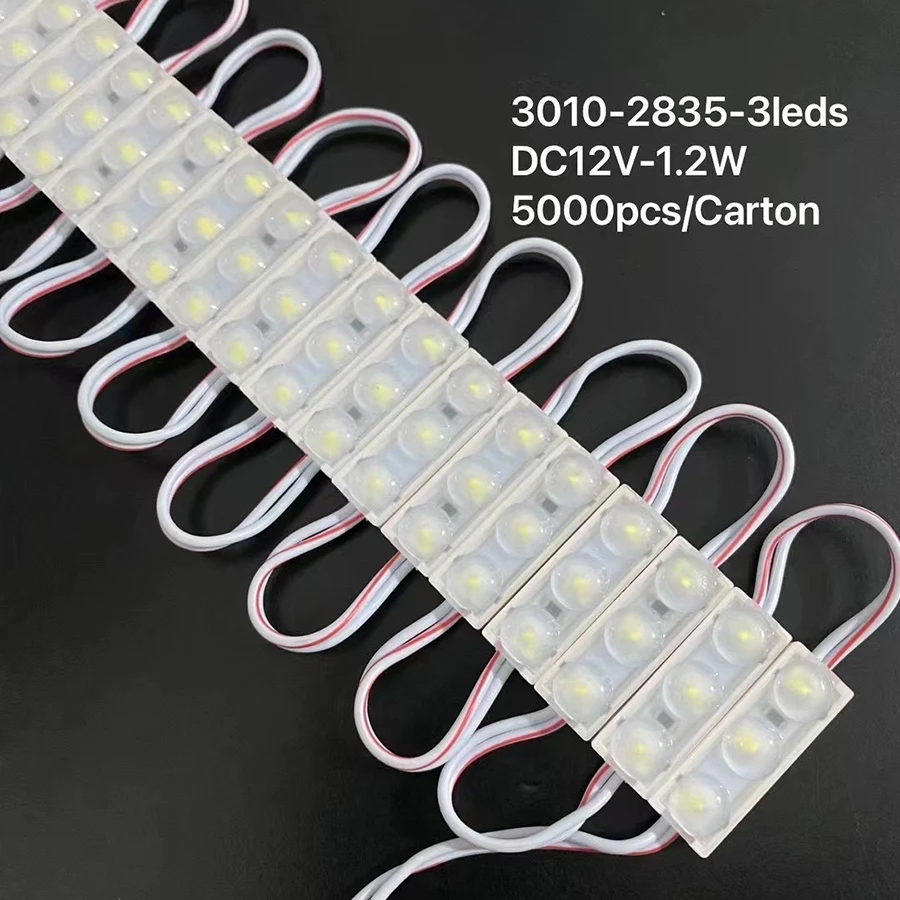 LED Modules 20pcs DC 12V 2835 6500k White SMD with Lens 3010 Backlight Waterproof IP67 Sign Lighting