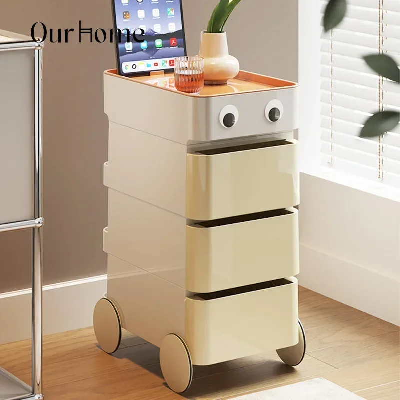 Nordic Designer Small Apartment Net Red Living Room Creative Bedside Table Modern Simple Movable Cabinet Cart Storage Cabinet