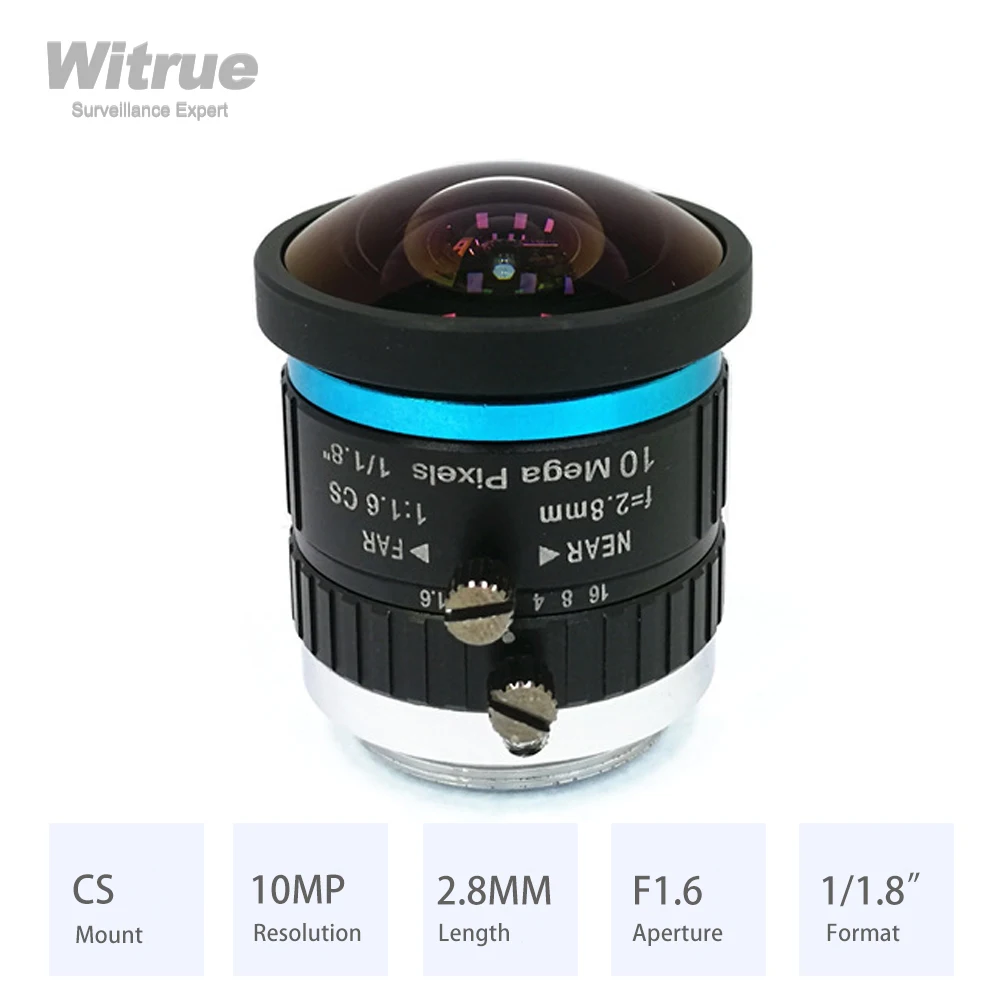 

Witrue CS Mount Lens HD 10 Megapixel 2.8MM 1/1.8" F1.6 Industrial Lenses for Surveillance IP Security Cameras