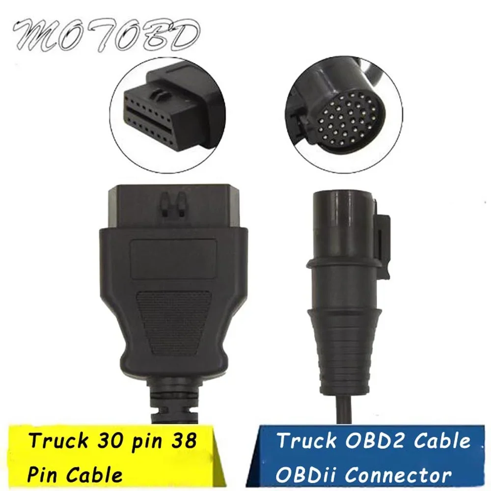 

New Truck OBD2 Cable for IVEC 30pin for Iveco 38pin OBD2 30 Pin OBD II 38 Pin Cable Connector Adapter