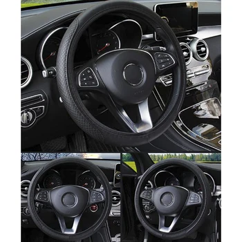 1pc Car Steering Wheel Cover Skidproof Auto Steering- wheel Cover Anti-Slip Universal Embossing Leather Car-styling drop ship Auto Replacement Parts