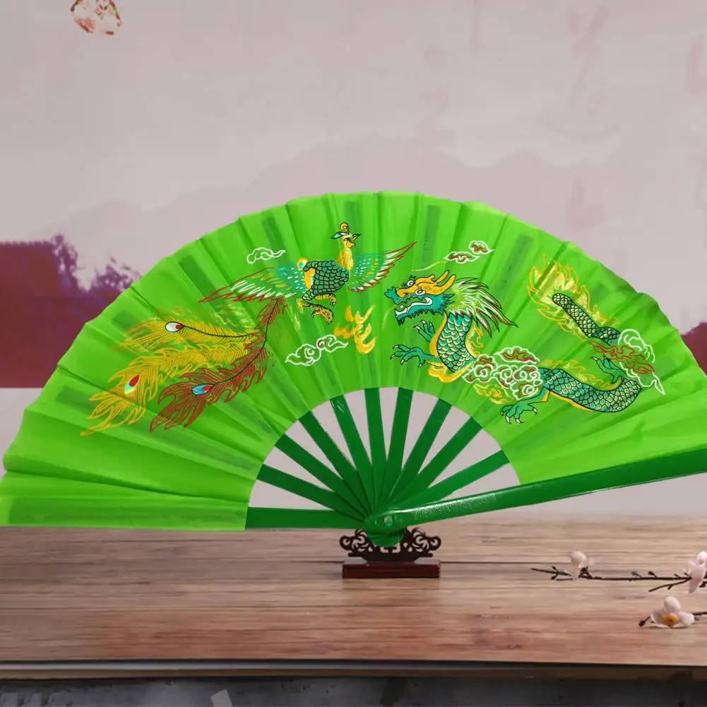 Folding Fan Dragon-phoenix Two-sides Patterns Martial Arts Taiji Fan Chinese Kung Fu Tai Chi Wushu Performance portable fan,folding fan,mini fan,hand fan,wooden hand fan,silk fans,kung fu fan