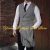 Black and White Plaid Men's Suit 3 Pieces Jacket Pants Vest Set Tweed Blazer Wedding Tuxedo Formal Man Suits 3