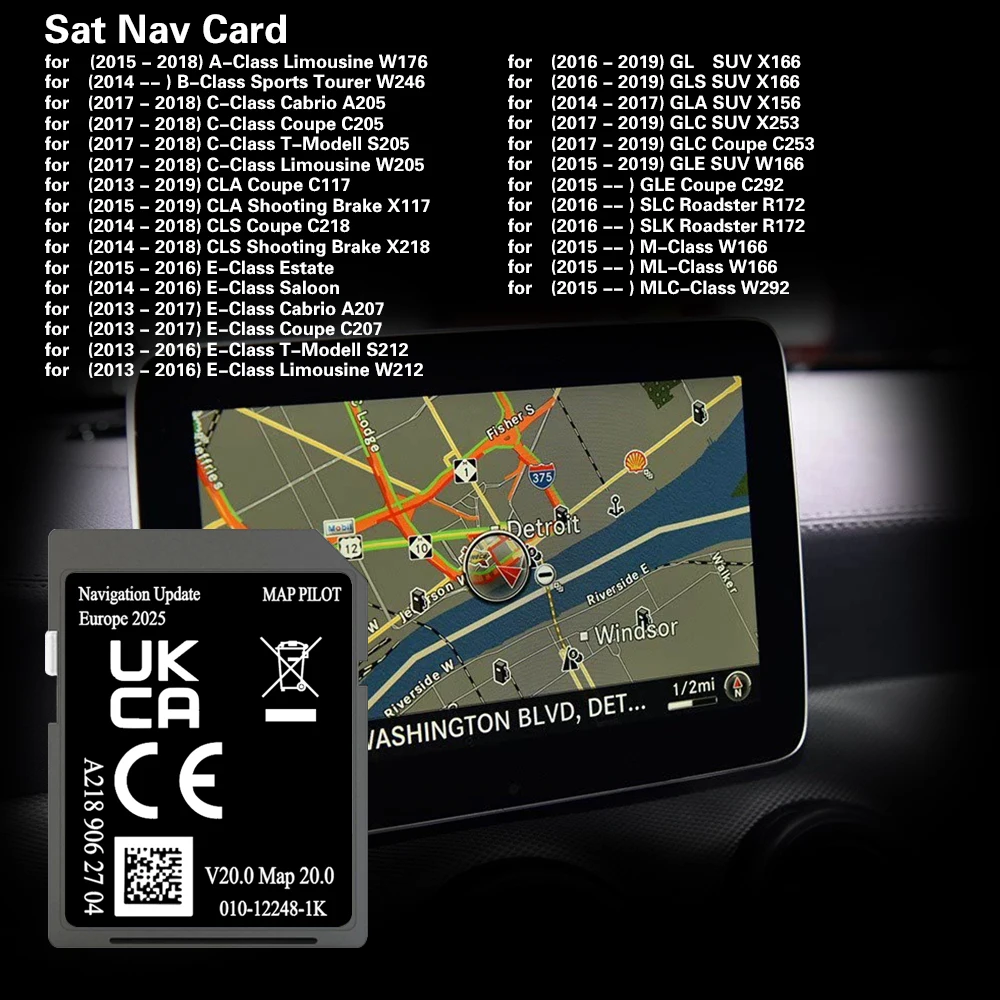 A2189062704 V20 메르세데스 GLA X156 자동차 지도 커버 유럽 폴란드 네덜란드 지도 32GB SD 카드