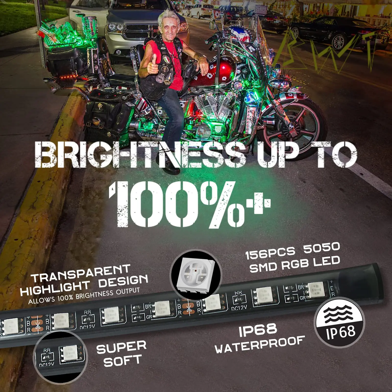 LED Atmosphere Light RGB Kit APP Music Control Flexible Waterproof Neon Strip For Car Motorcycle Decorative Lamp 12V