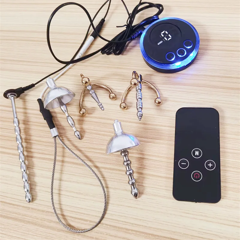 Remote Control Electric Shock Metal Penis Plug Urethral Dilator Sounding Testis Stimulation Horse Eye Massage Sex Toys for Men