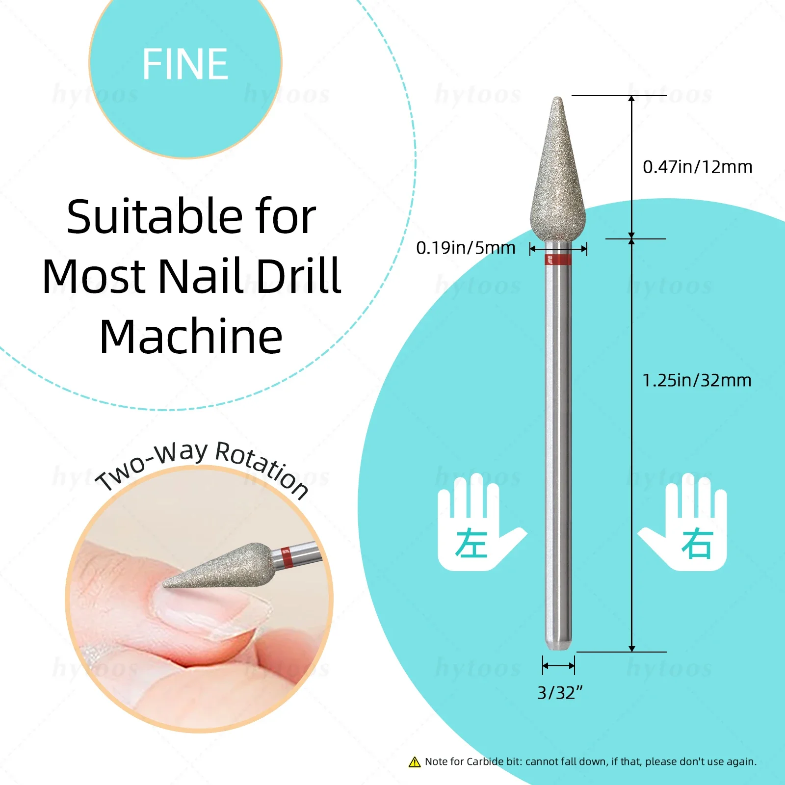Description Picture 4 of itemHYTOOS 5mm Long Bud Cuticle Clean Nail Drill Bits Russian Diamond Dead Skin Nail Bit Nail Cleaner Accessories Tool