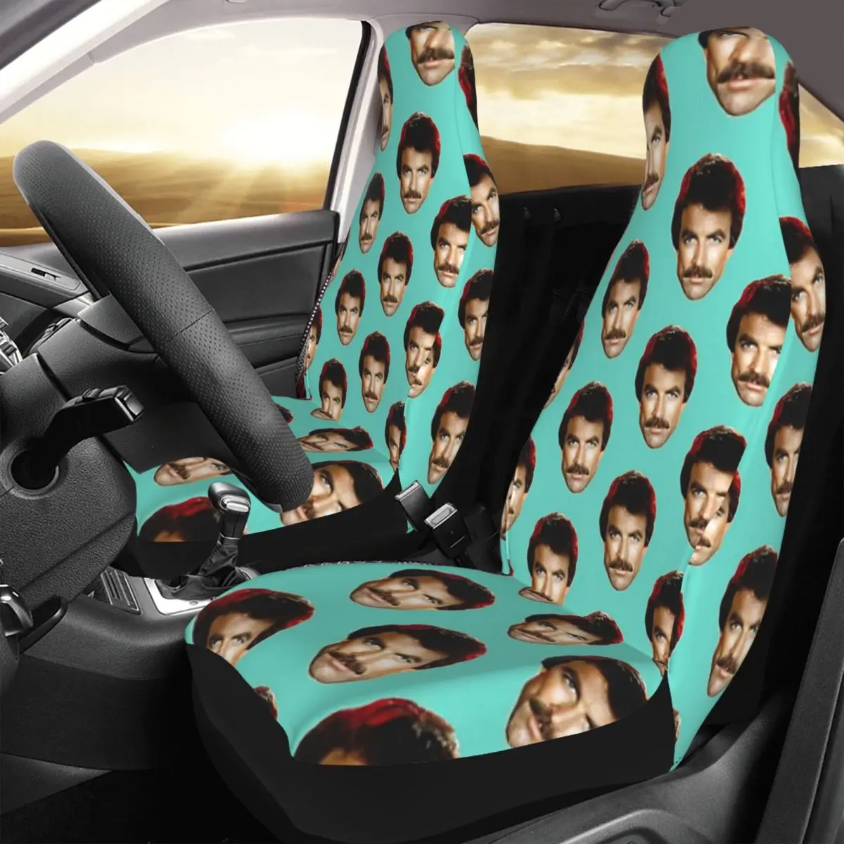 

Tom Selleck Car Seat Cover Custom Printing Universal Front Protector Accessories Cushion Set