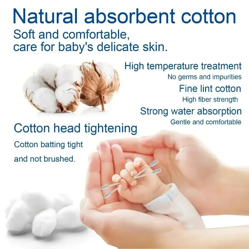 Double-ended Cotton Swabs, 5 Packs, 100pcs Per Pack,Baby Cotton Swabs, Ear Cleaning Sticks, Healthy Cleaning Tools