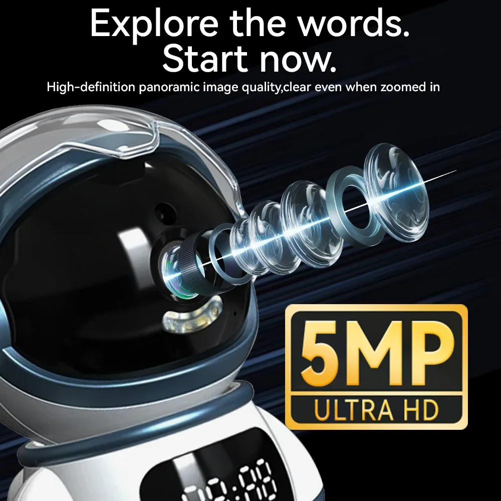 Tuya Smart Astronaut Wireless IP PTZ Camera 5MP WiFi Indoor Robot Baby Monitor Two Way Audio Motion Detection Video Robot Webcam 4