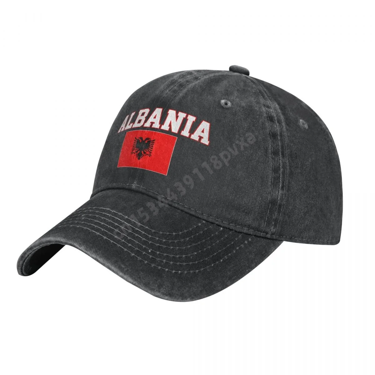 

Unisex Adult Albania Flag Charcoal Washed Denim Baseball Cap Men Classic Vintage Cotton Dad Trucker Hat