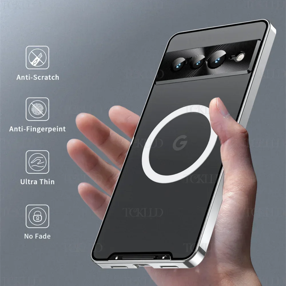 Sleek Frosted Metal Shell with Aerospace Aluminum Alloy Frame - Translucent Magnetic Cover Coque