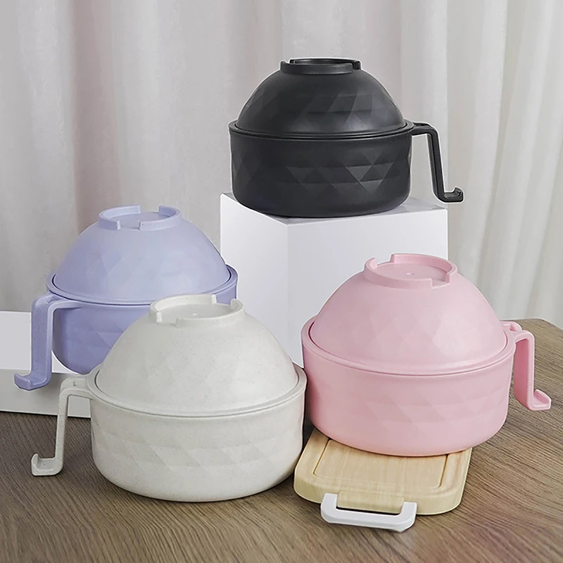 라멘 그릇 세트, 컬러 밀 빨대 그릇, 전자 레인지 라멘 그릇 쿠커 세트, 가정용 숟가락 젓가락 포크, 북유럽 인스