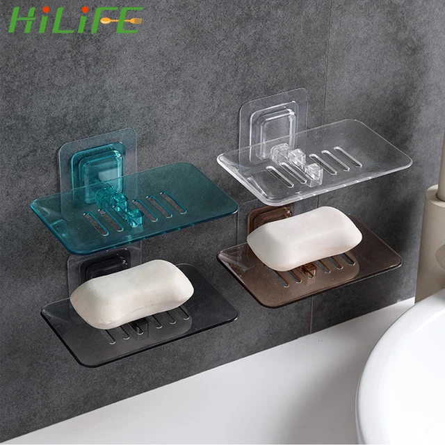 Plastic Soap Dish Holder Draining Tray Plate Storage Bathroom Kitchen  Accessory