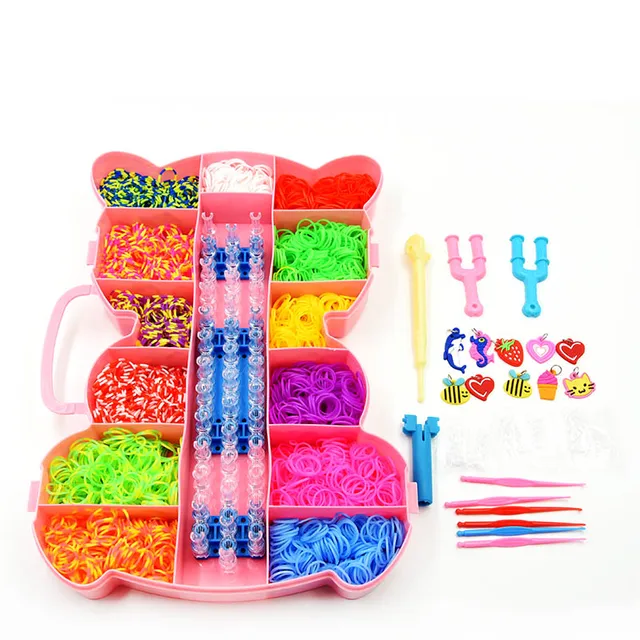 Rubber Bands Weaving Set DIY Toys Craft Kid Bracelet Braid Silicone Elastic Weave Bands Gifts for Girls 6