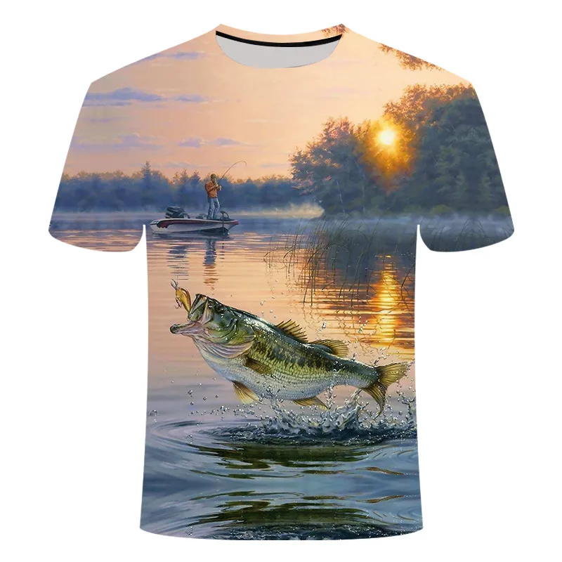 

Summer Leisure Outdoor Fishing Pattern Men's T-shirt 2022 Fashion Funny Short Sleeve T-shirt New O Neck 3D Print T-shirt