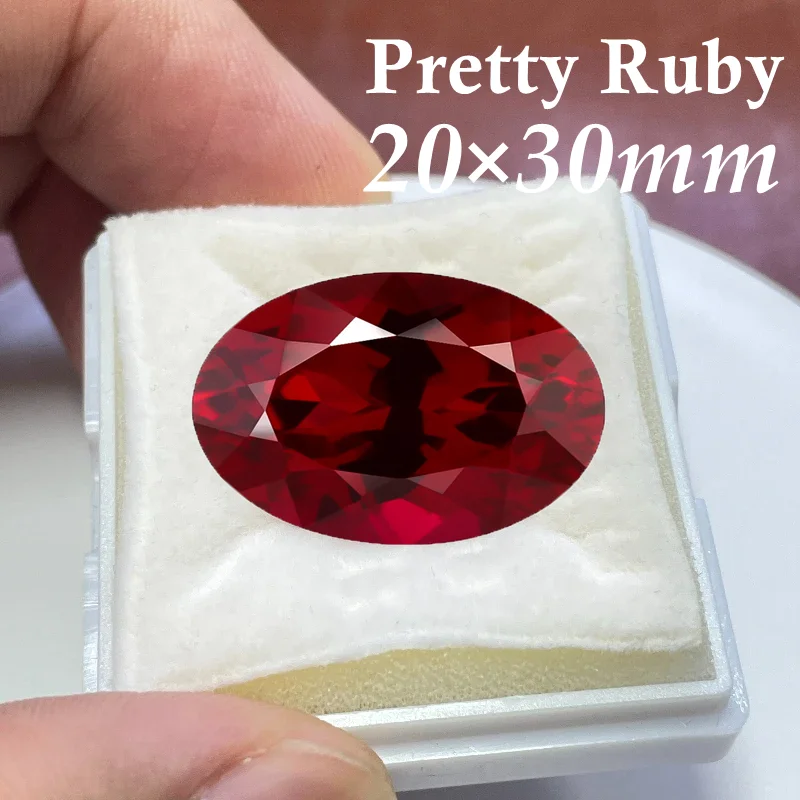 Premium-Box mit großem 20×30mm Rubin-Edelstein, oval facettiert geschliffen, UV-getestet, für Schmuckherstellung/Sammlung/Geschenk, Mohs-Härte Edelsteine