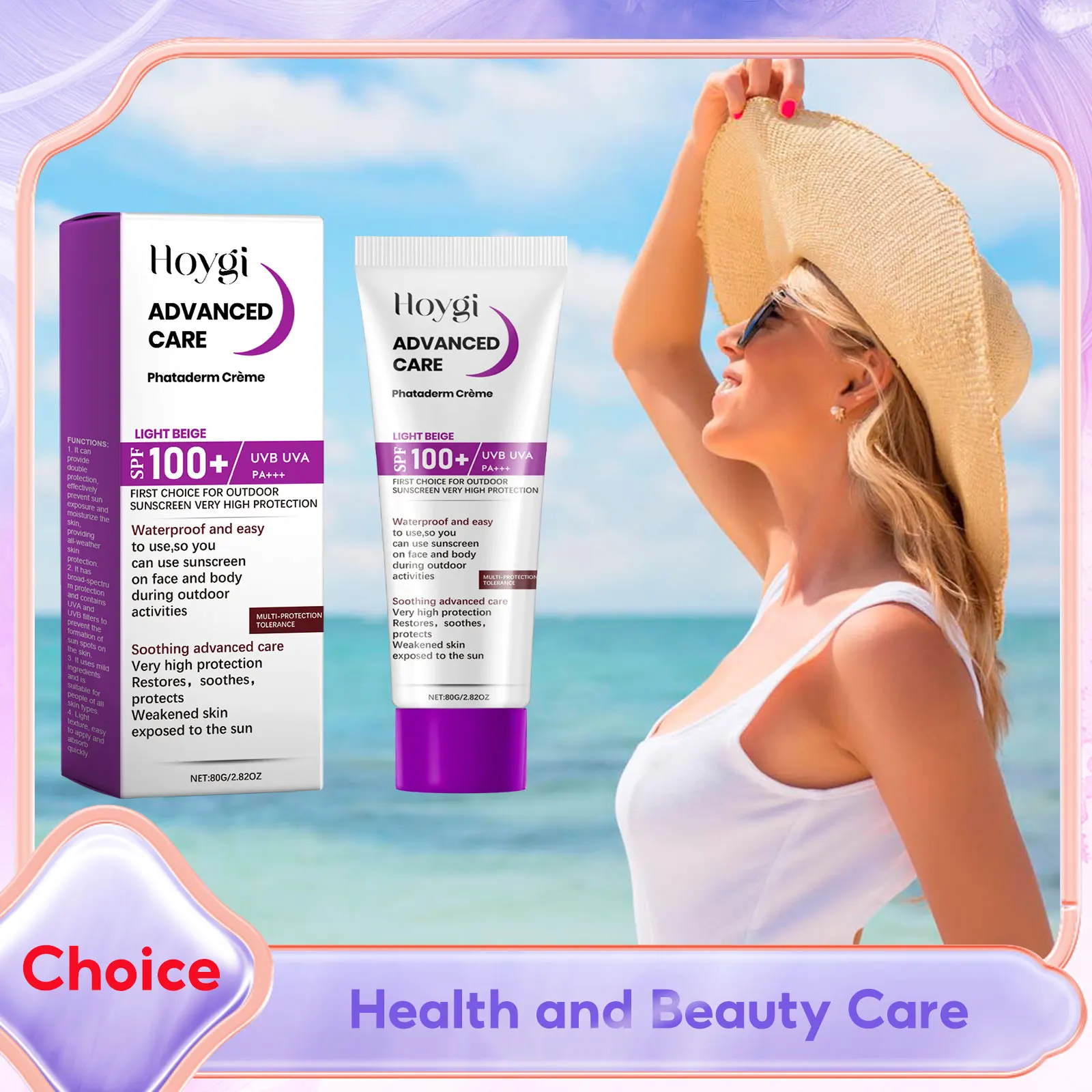 Face Sunscreen Moisturizer Spf 100+ UV Protection Sun Block Cream Lightweight Skin Soothing Relief Sunburn After Sun Body Lotion