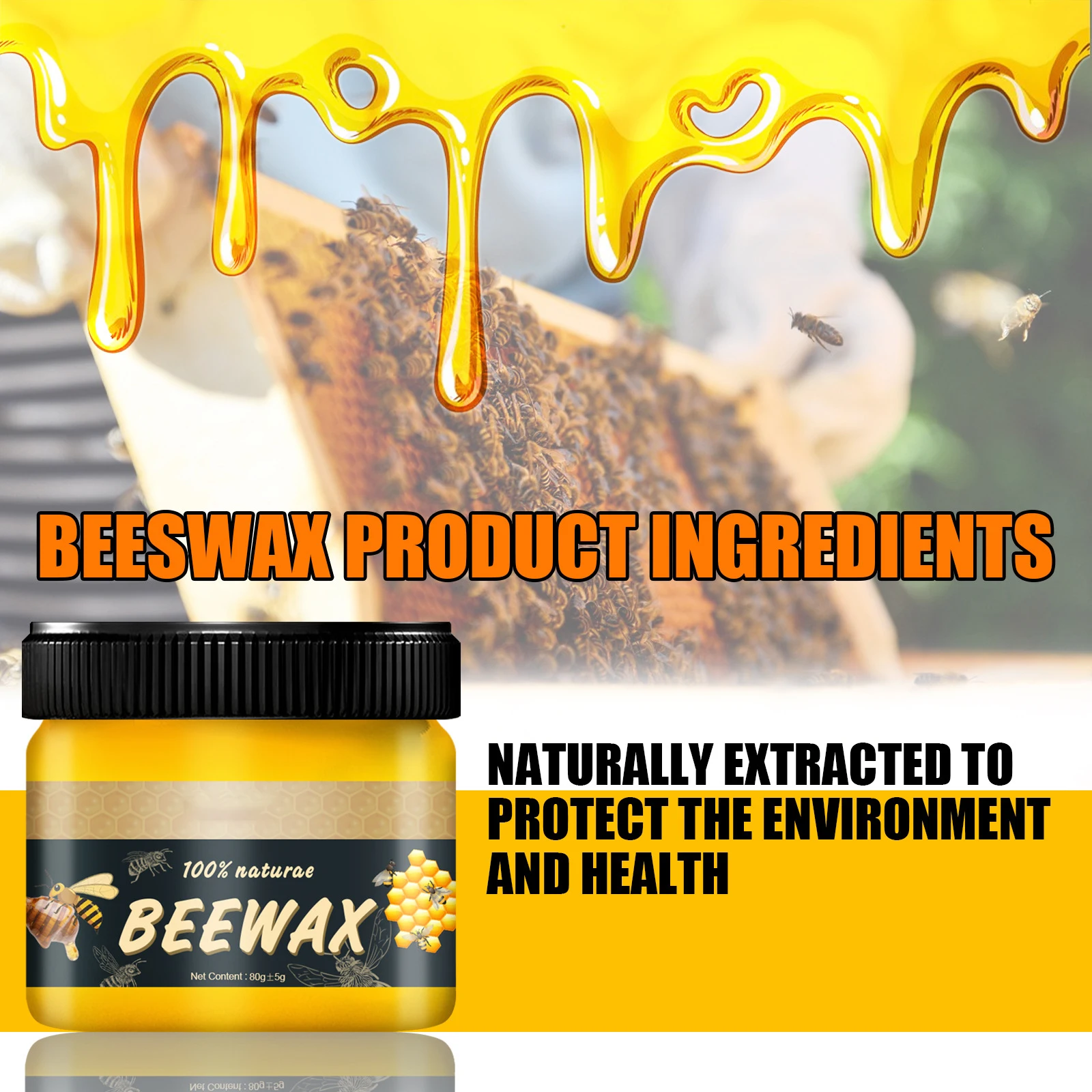 Wood Care Wax Solid Wood Furniture Polishing Seasoning Natural Beeswax Waterproof Maintenance
