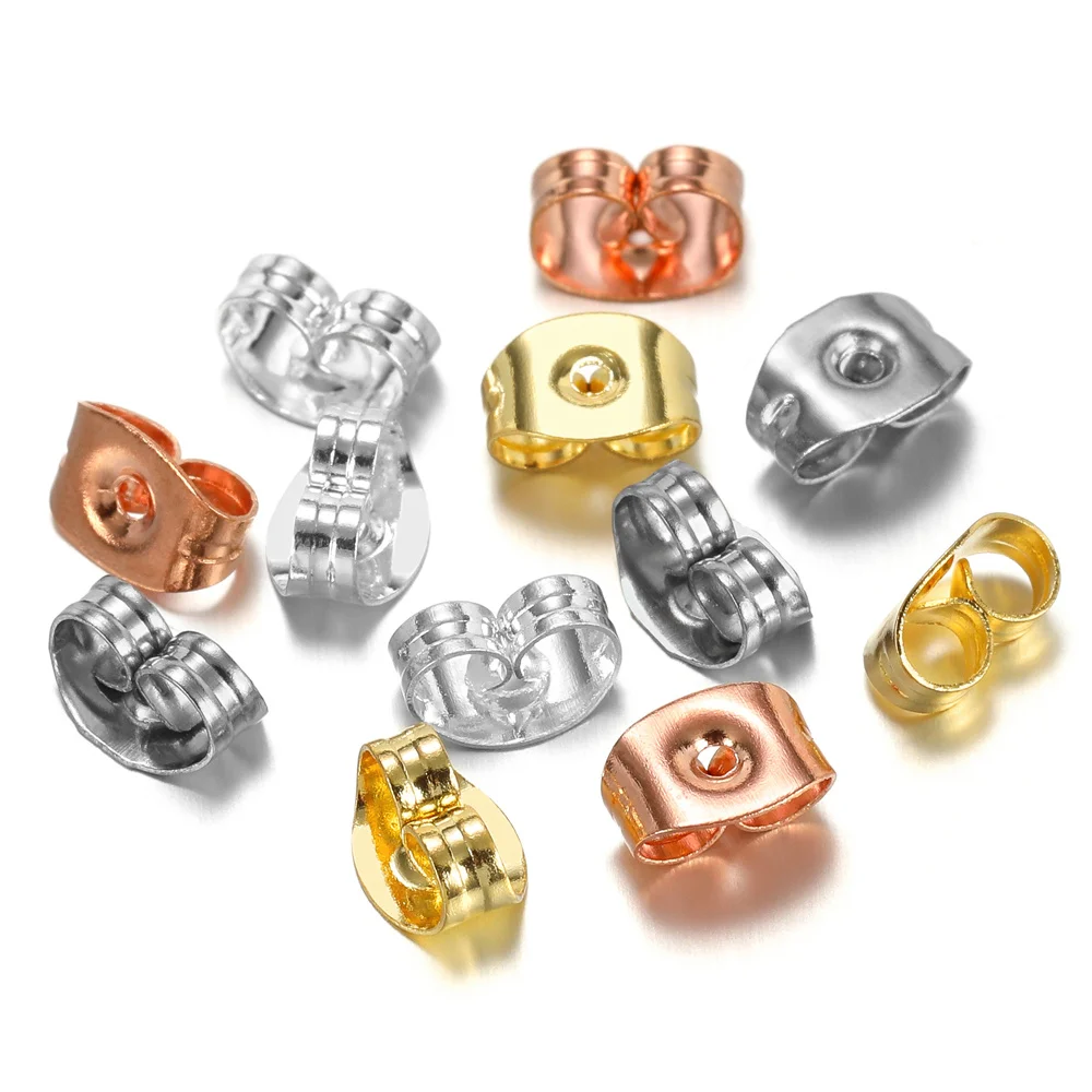 100 teile/los Hohe Qualität Edelstahl Gold Überzogene Ohrring Zurück Stecker Ohrring Einstellungen Basis Ohr Studs Zurück Stopper Großhandel