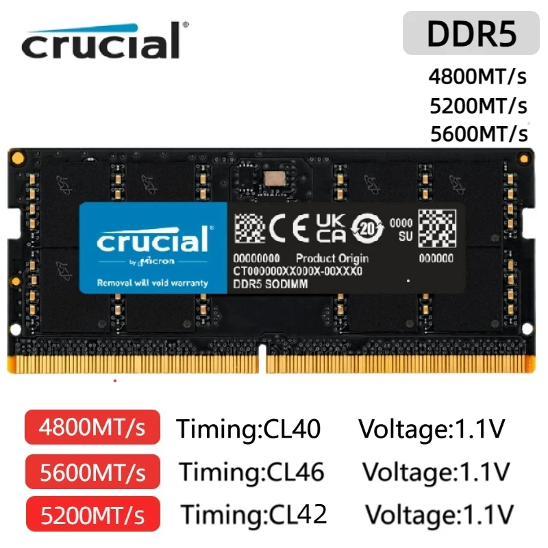 DDR5 RAM 노트북 메모리 스틱, 델 레노버 아수스 노트북 데스크탑 컴퓨터용 데스크탑 메모리, 5600Mhz, 16GB, 32GB, 24GB, 48GB