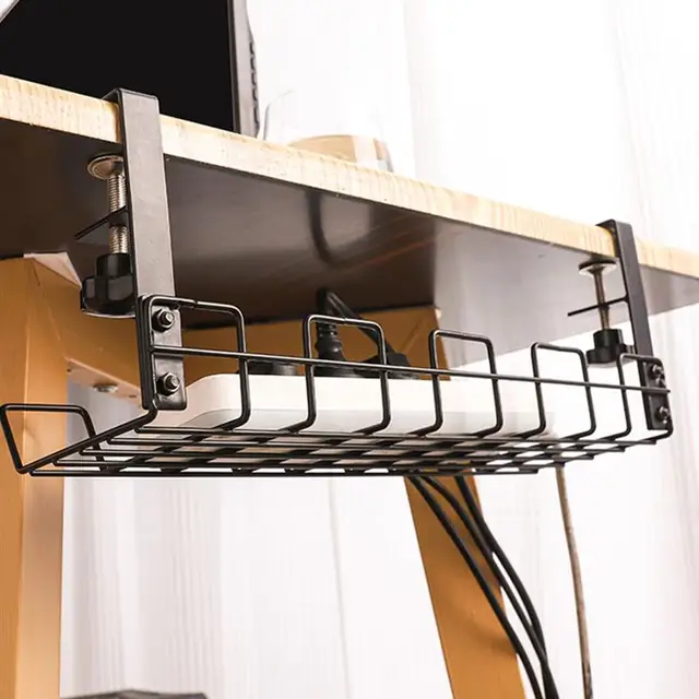 1Pc Szén -Dioxid -Acél Aljzat Tároló Állvány Asztal Alatt Vezetékes Az Alatti Kábelszervező Töltő Kábel Tartó 38 Cm